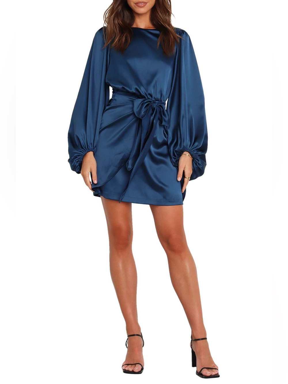 NWT Petal & Pup Opal Mini Dress Satin Teal Blue Size 8 Party Holiday